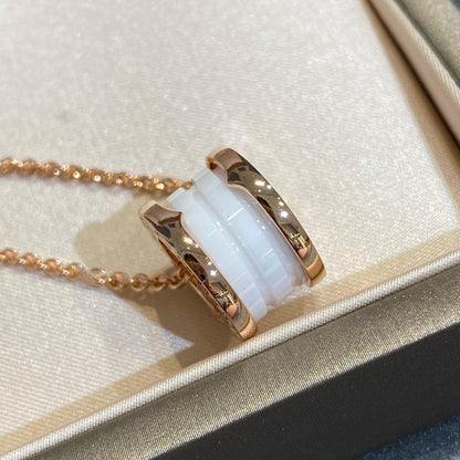 [AuraEcho Jewelry]ZERO 1 WHITE CERAMIC PINK GOLD NECKLACE