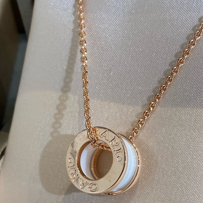 [AuraEcho Jewelry]ZERO 1 WHITE CERAMIC PINK GOLD NECKLACE