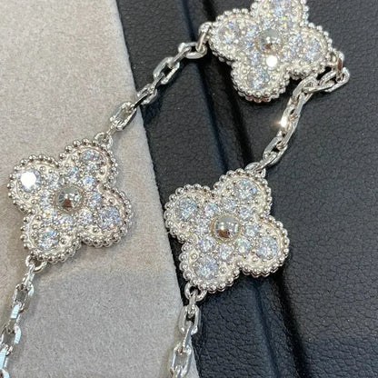 [AuraEcho Jewelry]CLOVER 5 MOTIFS  DIAMOND BRACELET SILVER