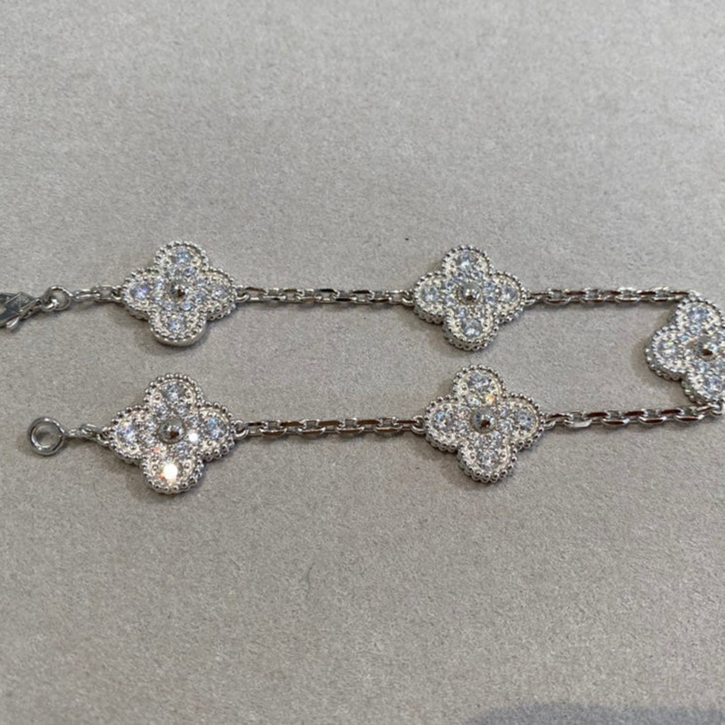 [AuraEcho Jewelry]CLOVER 5 MOTIFS  DIAMOND BRACELET SILVER