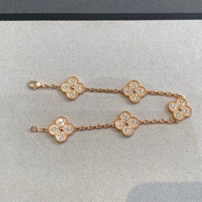 [AuraEcho Jewelry]CLOVER 5 MOTIFS  FULL DIAMOND BRACELET