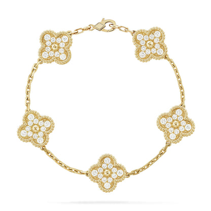 [AuraEcho Jewelry]CLOVER 5 MOTIFS  FULL DIAMOND BRACELET